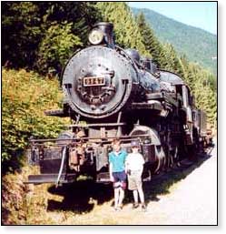 The boys by a big Train